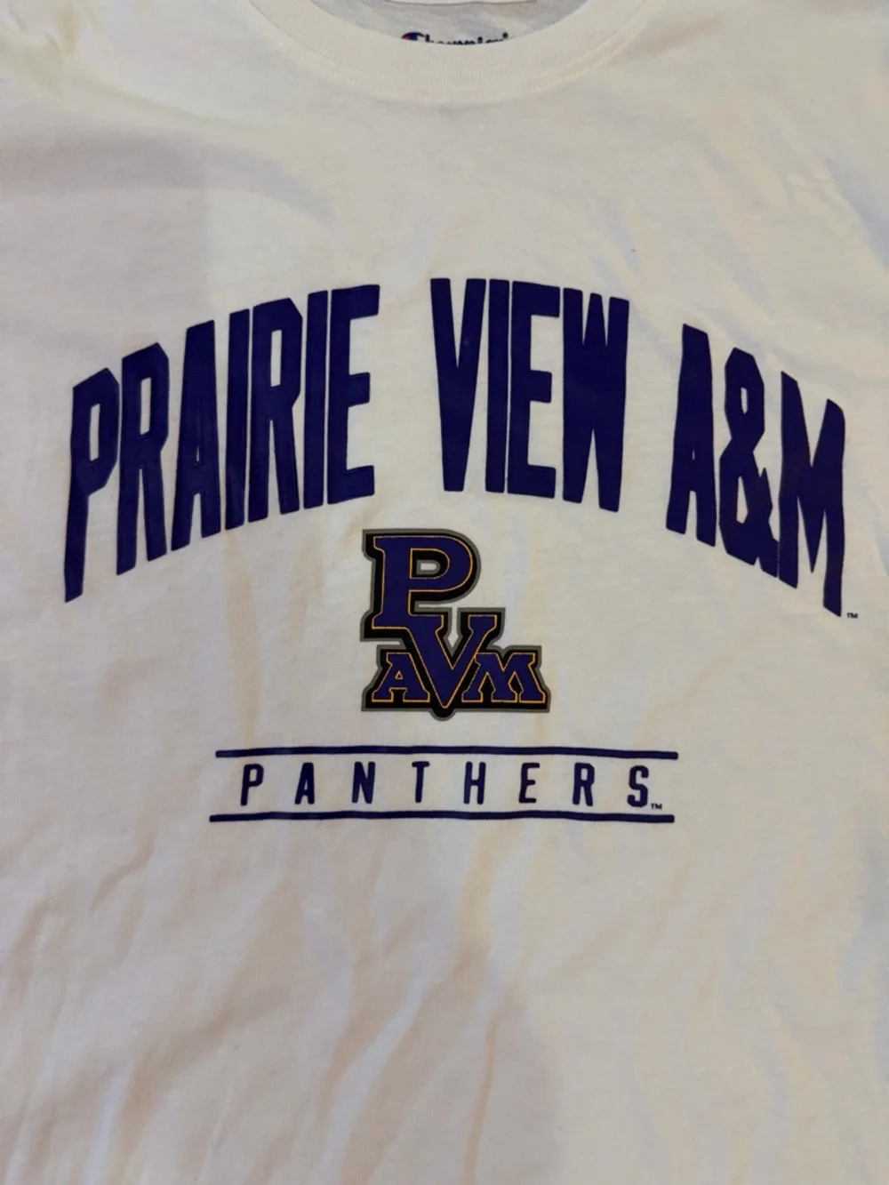 Champion Prairie View A&M White Tee with Blue Logo - Picture 2 of 5
